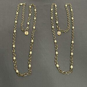 Qty 2 Liz Claiborne gold with cream accent necklaces- 22" long